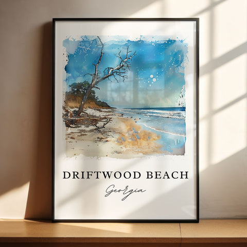 Driftwood Beach GA Art, Jekyll Island Print, Driftwood Beach Watercolor, Jekyll Island Gift, Travel Print, Travel Poster, Housewarming Gift