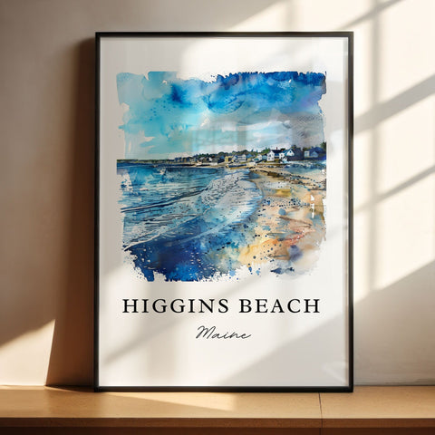 Higgins Beach Maine Art, Higgins Beach ME Print, Maine Watercolor, Scarborough Maine Gift, Travel Print, Travel Poster, Housewarming Gift