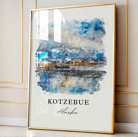 Kotzebue Alaska Wall Art, Kotzebue AK Print, Kotzebue Watercolor Art, Northwest Arctic Gift, Travel Print, Travel Poster, Housewarming Gift