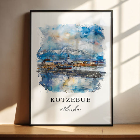 Kotzebue Alaska Wall Art, Kotzebue AK Print, Kotzebue Watercolor Art, Northwest Arctic Gift, Travel Print, Travel Poster, Housewarming Gift