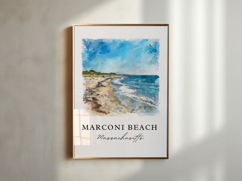 Marconi Beach Art, Marconi Beach MA Print, Wellfleet Watercolor Art, Cape Cod MA Gift, Travel Print, Travel Poster, Housewarming Gift