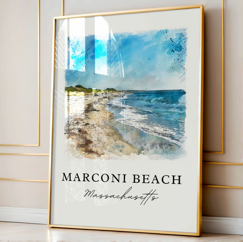 Marconi Beach Art, Marconi Beach MA Print, Wellfleet Watercolor Art, Cape Cod MA Gift, Travel Print, Travel Poster, Housewarming Gift