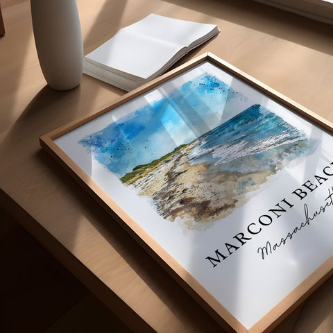 Marconi Beach Art, Marconi Beach MA Print, Wellfleet Watercolor Art, Cape Cod MA Gift, Travel Print, Travel Poster, Housewarming Gift