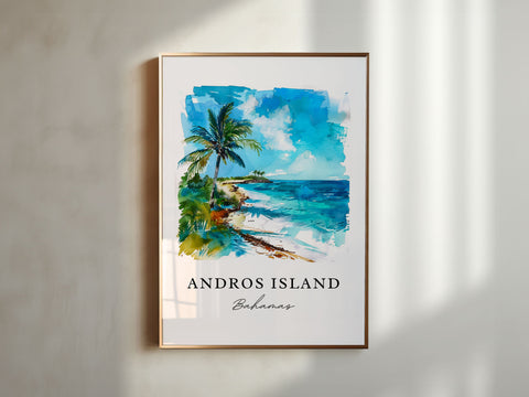 Andros Island Art, Andros Island Print, Bahamas Watercolor Art, Andros Island Bahamas Gift, Travel Print, Travel Poster, Housewarming Gift