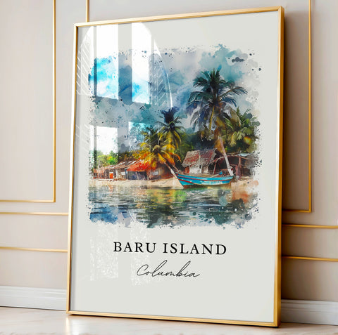 Baru Island Wall Art, Baru Island Colombia Print, Isla Barú Watercolor Art, Cartagena Gift, Travel Print, Travel Poster, Housewarming Gift