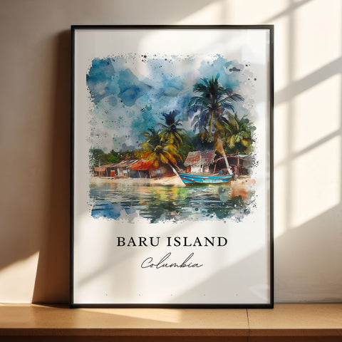 Baru Island Wall Art, Baru Island Colombia Print, Isla Barú Watercolor Art, Cartagena Gift, Travel Print, Travel Poster, Housewarming Gift