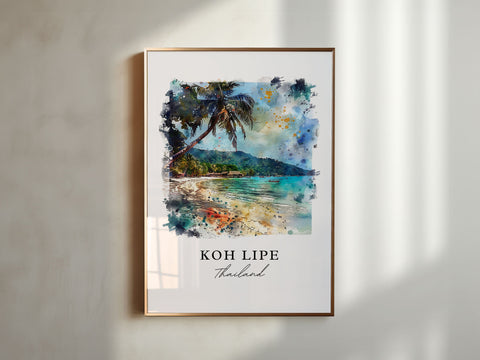 Koh Lipe Thailand Art, Koh Lipe Thailand Print, Andaman Sea Watercolor Art, Koh Lipe Gift, Travel Print, Travel Poster, Housewarming Gift