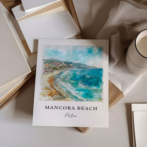 Mancora Beach Peru Art, Mancora Peru Print, Mancora Beach Watercolor, Piura Region Gift, Travel Print, Travel Poster, Housewarming Gift