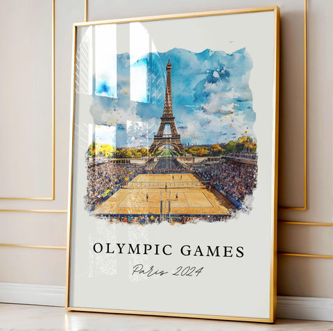 Paris Olympics Wall Art, Paris Beach Volleyball Print, Eiffel Tower Art, Olympics Paris Gift, Travel Print, Travel Poster, Housewarming Gift