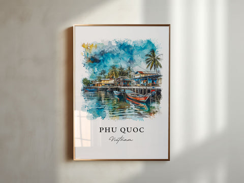 Phu Quoc Wall Art, Phu Quoc Print, Vietnam Watercolor Art, Phu Quoc Thailand Gift, Travel Print, Travel Poster, Housewarming Gift