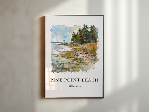 Pine Point Beach Maine Art, Scarborough ME Print, Saco Bay Watercolor Art, Scarborough Gift, Travel Print, Travel Poster, Housewarming Gift