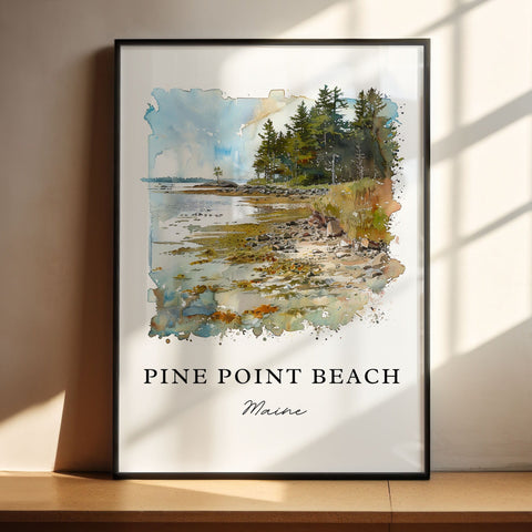 Pine Point Beach Maine Art, Scarborough ME Print, Saco Bay Watercolor Art, Scarborough Gift, Travel Print, Travel Poster, Housewarming Gift