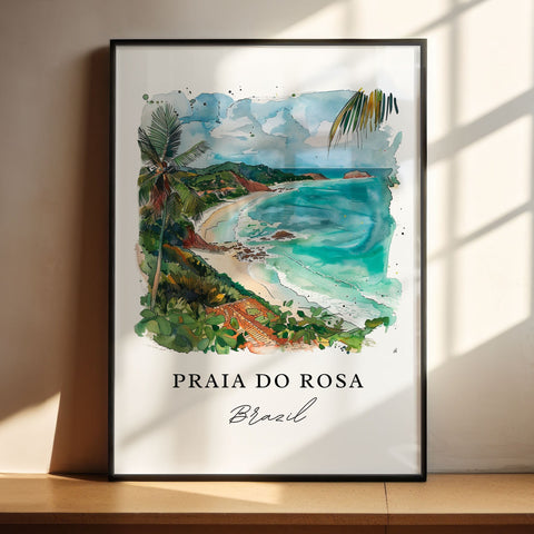 Praia Do Rosa Art, Praia Do Rosa Brazil Print, Florianópolis Watercolor Art, Garopaba Gift, Travel Print, Travel Poster, Housewarming Gift