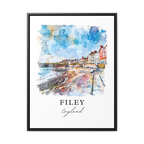 Filey England Wall Art, Filey UK Print, North Yorkshire Watercolor Art, Filey England Gift, Travel Print, Travel Poster, Housewarming Gift