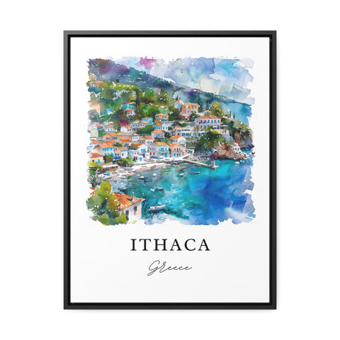 Ithaca Greece Art, Ithaca Print, Kefalonia Watercolor Art, Ithaca Greece Gift, Travel Print, Travel Poster, Housewarming Gift