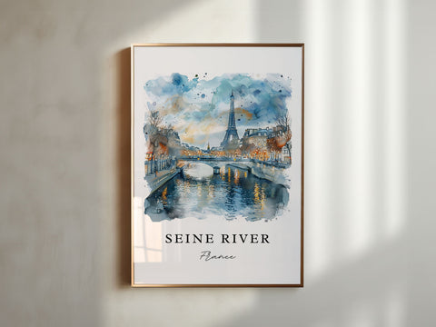 Seine River Art, Seine River Paris Print, Seine River Watercolor, Seine River France Gift, Travel Print, Travel Poster, Housewarming Gift