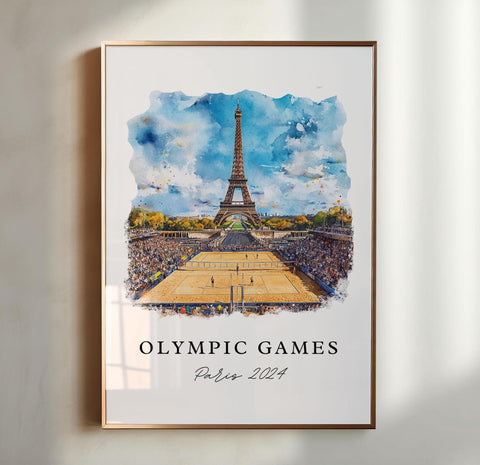 Paris Olympics Wall Art, Paris Beach Volleyball Print, Eiffel Tower Art, Olympics Paris Gift, Travel Print, Travel Poster, Housewarming Gift