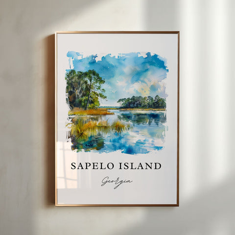 Sapelo Island Art, Sapelo Island Georgia Print, Sapelo Watercolor, McIntosh County GA Gift, Travel Print, Travel Poster, Housewarming Gift