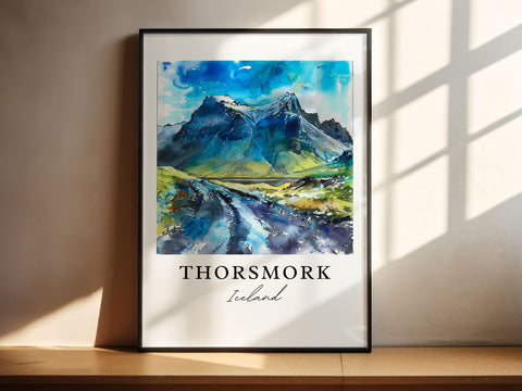 Thorsmork Iceland Art, Thorsmork Print, Iceland Glaciers Watercolor Art, Thorsmork Gift, Travel Print, Travel Poster, Housewarming Gift