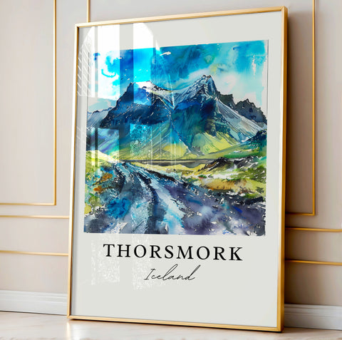 Thorsmork Iceland Art, Thorsmork Print, Iceland Glaciers Watercolor Art, Thorsmork Gift, Travel Print, Travel Poster, Housewarming Gift