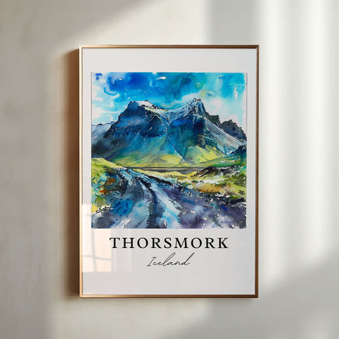 Thorsmork Iceland Art, Thorsmork Print, Iceland Glaciers Watercolor Art, Thorsmork Gift, Travel Print, Travel Poster, Housewarming Gift