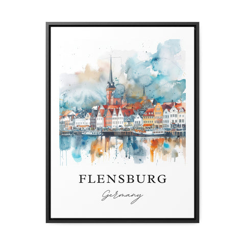 Flensburg Germany Art, Flensburg Print, Flensburg Watercolor Art, Flensburg Germany Gift, Travel Print, Travel Poster, Housewarming Gift