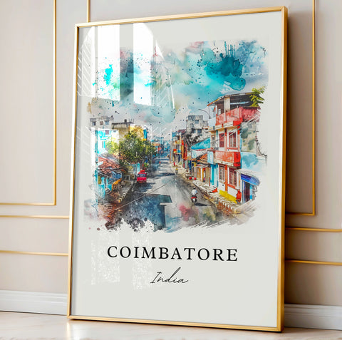 Coimbatore India Wall Art, Tamil Nadu Print, Coimbatore Watercolor Art, Peelamedu India Gift, Travel Print, Travel Poster, Housewarming Gift