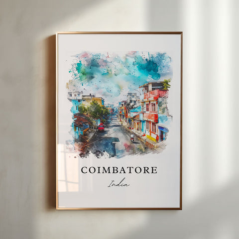 Coimbatore India Wall Art, Tamil Nadu Print, Coimbatore Watercolor Art, Peelamedu India Gift, Travel Print, Travel Poster, Housewarming Gift