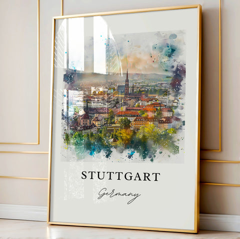 Stuttgart Germany Art, Stadtkreis Print, Stuttgart Watercolor Art, Stuttgart Germany Gift, Travel Print, Travel Poster, Housewarming Gift