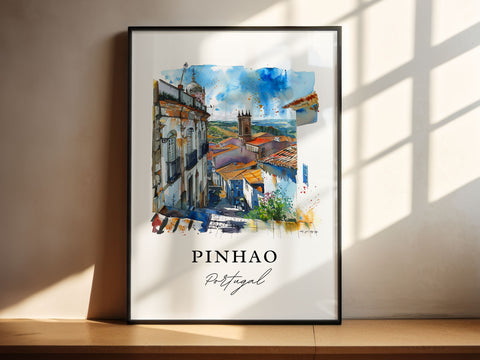 Pinhao Portugal Art, Pinhao Print, Pinhao Village Watercolor Art, Porto Portugal Gift, Travel Print, Travel Poster, Housewarming Gift