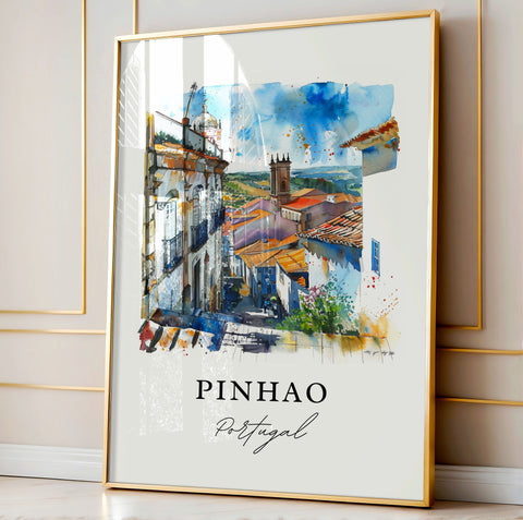 Pinhao Portugal Art, Pinhao Print, Pinhao Village Watercolor Art, Porto Portugal Gift, Travel Print, Travel Poster, Housewarming Gift