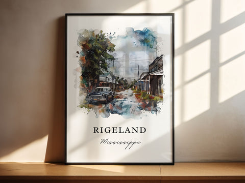 Rigeland MS Art, Rigeland Mississippi Print, Madison County MS Watercolor, Jackson MS Gift, Travel Print, Travel Poster, Housewarming Gift