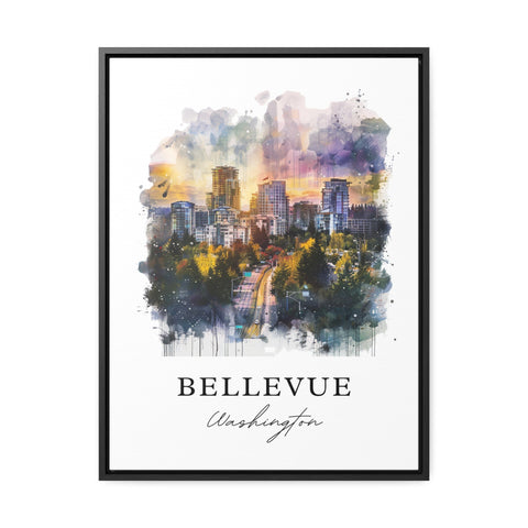 Bellevue WA Wall Art, Bellevue Print, Lake Washington Watercolor Art, Bellevue WA Gift, Travel Print, Travel Poster, Housewarming Gift