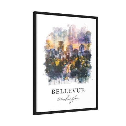 Bellevue WA Wall Art, Bellevue Print, Lake Washington Watercolor Art, Bellevue WA Gift, Travel Print, Travel Poster, Housewarming Gift