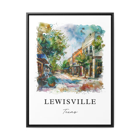 Lewisville TX Art, Lewisville Print, Lewisville Watercolor Art, Denton County Texas Gift, Travel Print, Travel Poster, Housewarming Gift