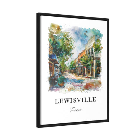 Lewisville TX Art, Lewisville Print, Lewisville Watercolor Art, Denton County Texas Gift, Travel Print, Travel Poster, Housewarming Gift