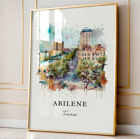 Abilene Texas Wall Art, Abilene TX Print, Abilene Watercolor Art, Jones County Texas Gift, Travel Print, Travel Poster, Housewarming Gift