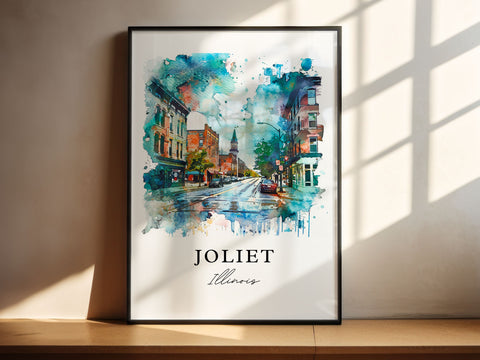 Joliet Illinois Wall Art, Joliet Print, Joliet Watercolor Art, Will County IL Gift, Travel Print, Travel Poster, Housewarming Gift