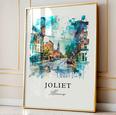 Joliet Illinois Wall Art, Joliet Print, Joliet Watercolor Art, Will County IL Gift, Travel Print, Travel Poster, Housewarming Gift