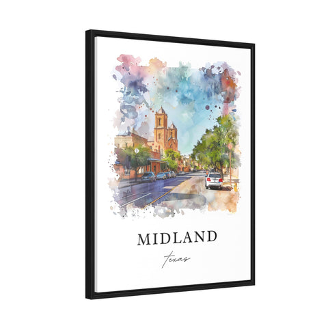 Midland TX Wall Art, Midland Print, Midland Watercolor Art, Midland Texas Gift, Travel Print, Travel Poster, Housewarming Gift