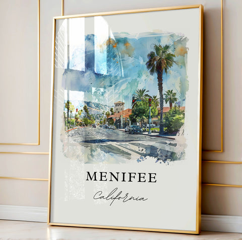 Menifee CA Art, Menifee Print, Riverside County CA Watercolor Art, Menifee Gift, Travel Print, Travel Poster, Housewarming Gift