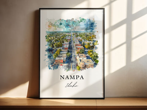 Nampa Idaho Art, Nampa ID Print, Nampa Watercolor Art, Nampa Idaho Gift, Travel Print, Travel Poster, Housewarming Gift