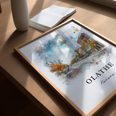 Olathe KS Wall Art, Olathe Print, Olathe Watercolor Art, Olathe Kansas Gift, Travel Print, Travel Poster, Housewarming Gift