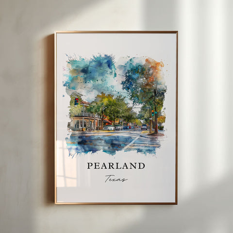 Pearland TX Wall Art, Pearland Texas Print, Pearland Watercolor Art, Brazoria County Gift, Travel Print, Travel Poster, Housewarming Gift