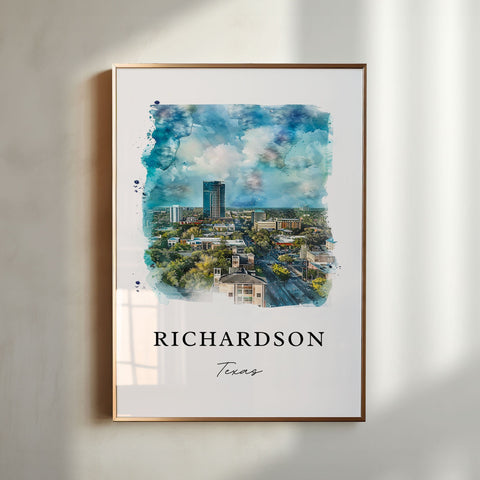 Richardson TX Wall Art, Richardson Print, Richardson Watercolor Art, Richardson Texas Gift, Travel Print, Travel Poster, Housewarming Gift