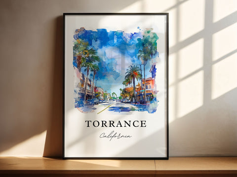 Torrance CA Wall Art, Torrance Print, Torrance Watercolor Art, Torrance California Gift, Travel Print, Travel Poster, Housewarming Gift