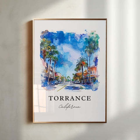 Torrance CA Wall Art, Torrance Print, Torrance Watercolor Art, Torrance California Gift, Travel Print, Travel Poster, Housewarming Gift