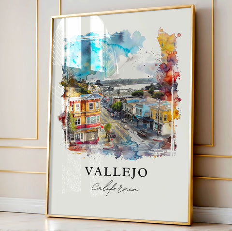 Vallejo California Wall Art, Vallejo Print, Vallejo Watercolor Art, Vallejo Gift, Travel Print, Travel Poster, Housewarming Gift