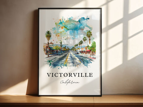 Victorville CA Wall Art, Victorville Print, Victorville Watercolor Art, San Bernardino Gift, Travel Print, Travel Poster, Housewarming Gift