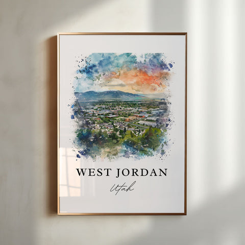 West Jordan UT Art, West Jordan Print, Salt Lake City Watercolor Art, West Jordan Gift, Travel Print, Travel Poster, Housewarming Gift